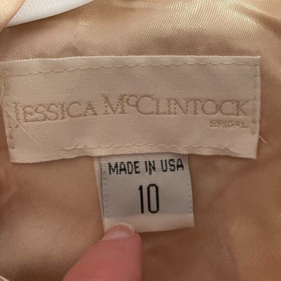 VTG Jessica McClintock Satin Tulle Dress, Embroidered, Flower Girl Dress, 10 - Picture 7 of 14